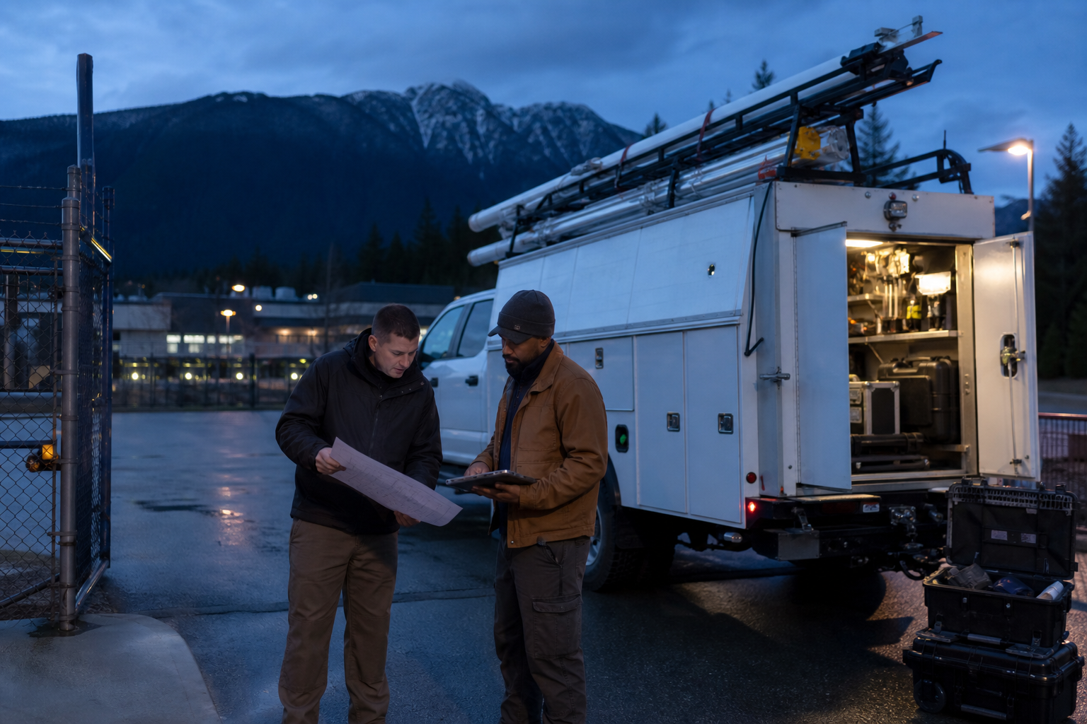 Veteran-owned federal infrastructure crew at secure facility