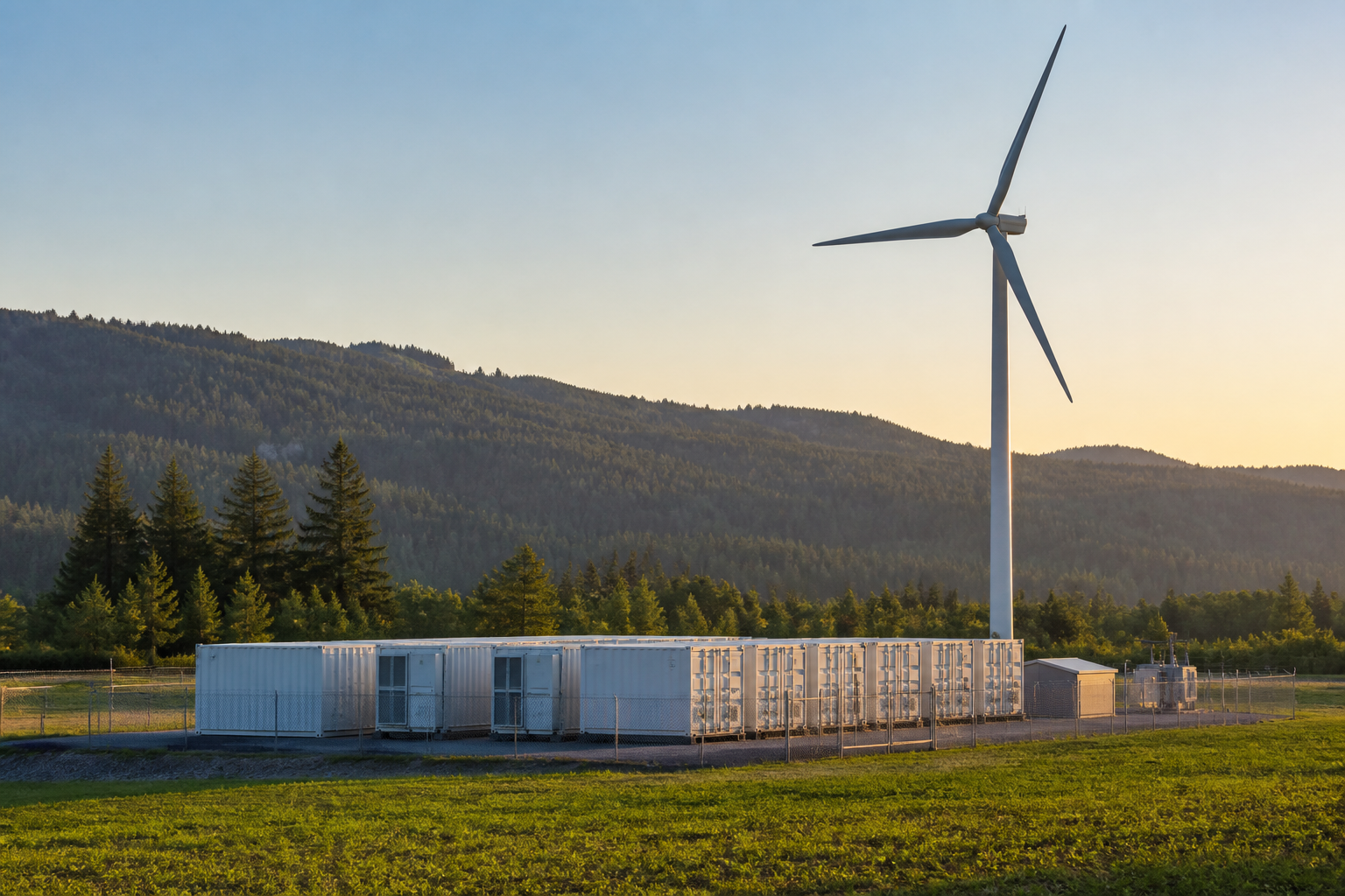 Regional wind turbine and battery storage